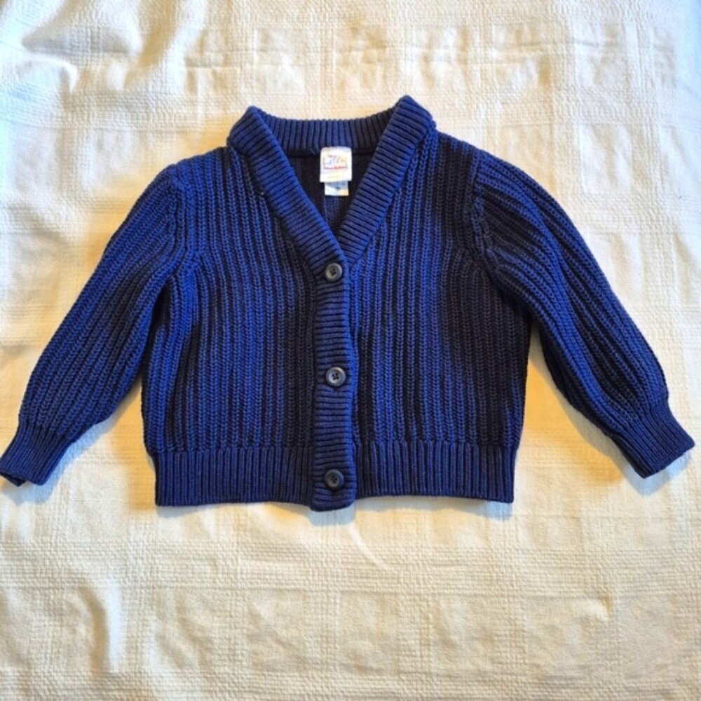 Hanna Andersson girls size 100 or 4 blue cardigan, name on tag, VGUC